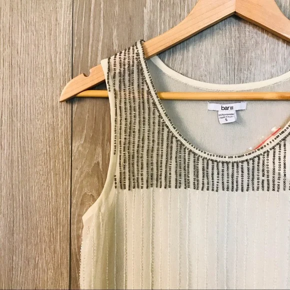 Bar III Embellished Sheer White Tank Blous… - Picture 2 of 10